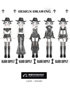 Blood Supply Original Punk Aesthetic dress hot girl Dragon Pattern Denim Sexy Slim Fit Dress Summer Halter Ruffles Short Dresses SS69