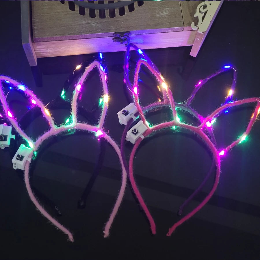 LED Glow Cat & Bunny Ear Headbands - 10/20/30 Pcs