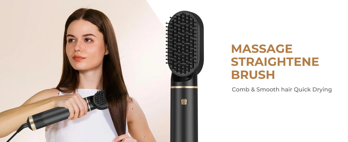 Hair Dryer 5 in 1 Electric Comb Negative Ion Straightener Comb Curling Iron Detachable Multifunctional Heating Brush Hair Dryer SS69