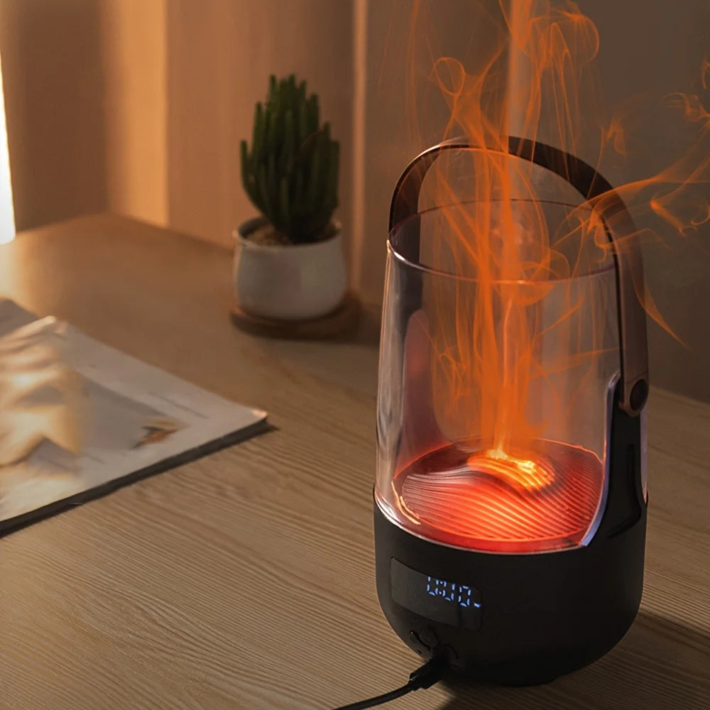 Retro Flame Aromatherapy Humidifier with 200ml Capacity & Dual Lighting