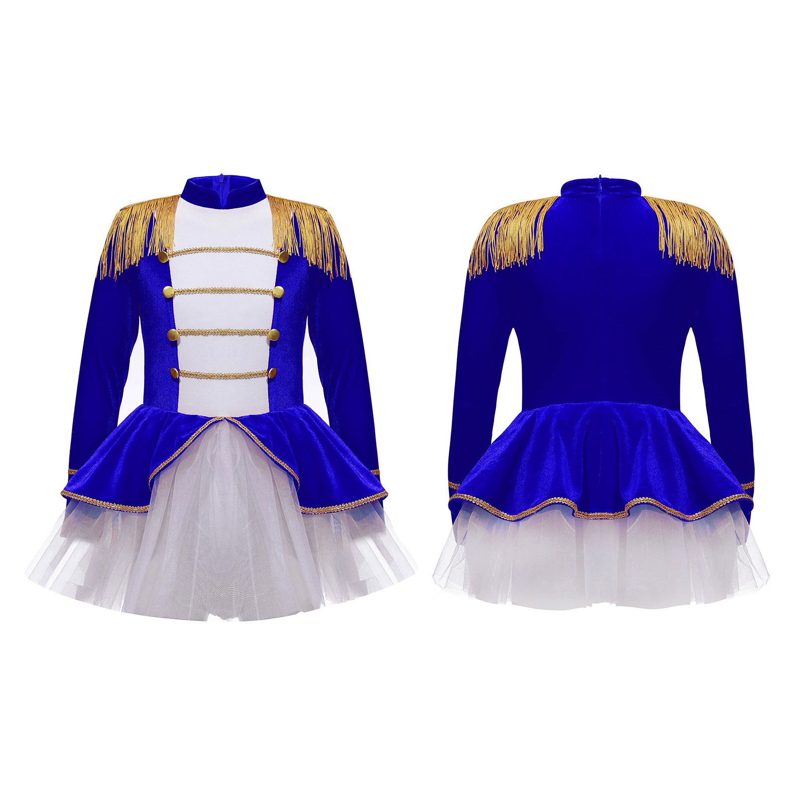 Inlzdz Women's Sequin Tassel Ringmaster Leotard Dress