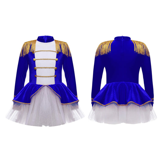 inlzdz Women's Circus Ringmaster Costume Sequin Tassel Leotard Dress