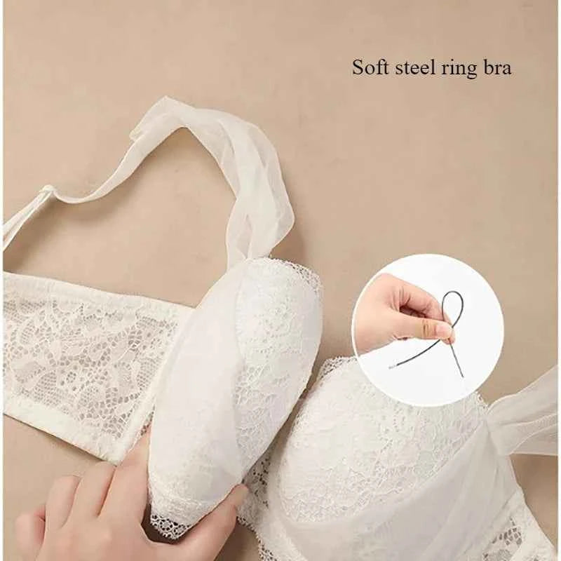 French Lace Bra for Women Big Chest Appears Small Push-up Bra Breast Collection Top Up Anti Sagging Large Size Lingerie GT8907