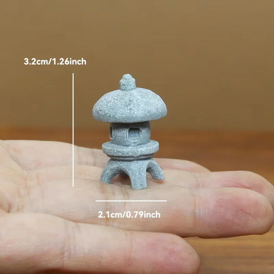 Miniature Sandstone Zen Tower Ornament for Bonsai Garden and Fish Tank