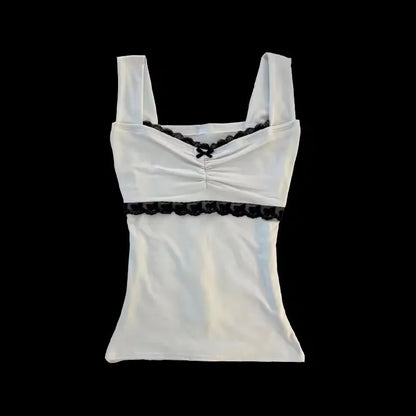 Flower leopard pattern suspenders emo girl casual fashion Y2K crop top chic Harajuku aesthetic sweet urban sexy punk women's top SS69 14.69 Beige / M