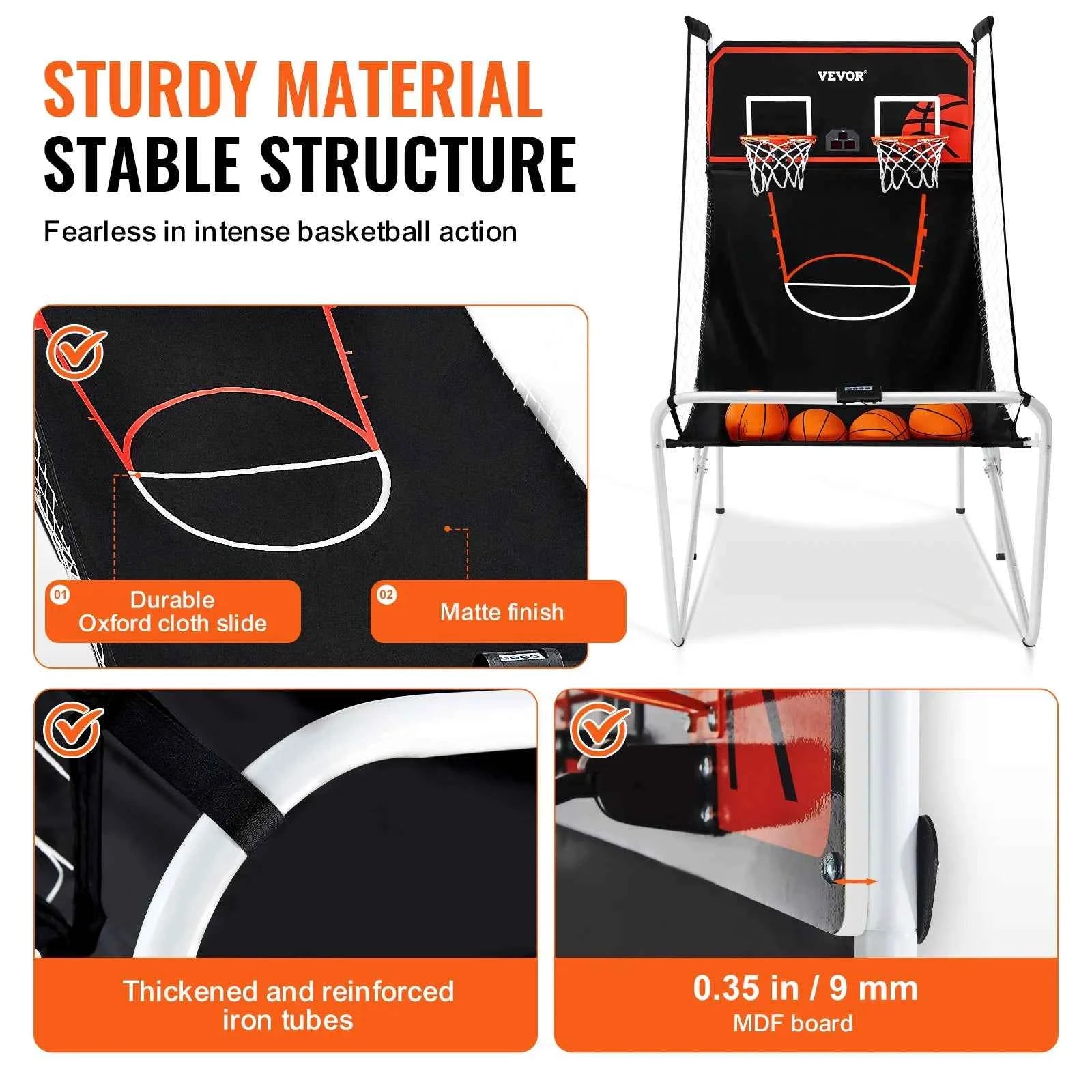 SucceBuy Foldable Basketball Arcade Game 2 Player Indoor Basketball Game Dual Shot Sport w/ 4 Balls 8 Game Modes for Kid Adult