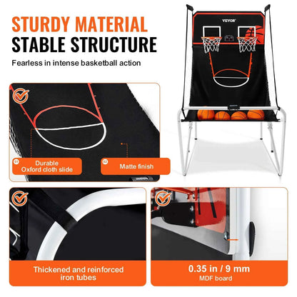 SucceBuy Foldable Basketball Arcade Game 2 Player Indoor Basketball Game Dual Shot Sport w/ 4 Balls 8 Game Modes for Kid Adult