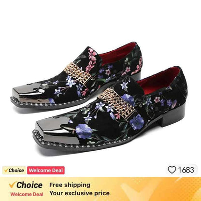 Special Square Toe Men's Shoes Slip on Genuine Leather Dress Men Party, Business, and Wedding Shoes men