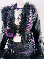Gothic Rivet Faux Leather Jacket - Short Distressed Style