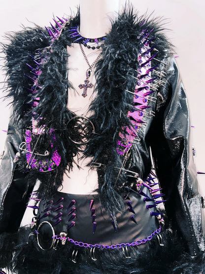rivet Leather jacket Skull Leather jacket Gothic Leather jacket y2k Leather jacket Harajuku Leather jacket Unique Leather jacket