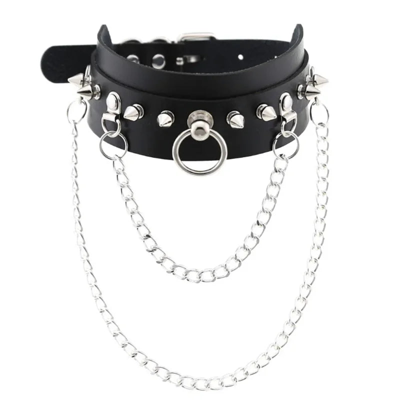 1Pc Harajuku Gothic Spike Rivet Star Necklaces Collares Hip Hop Rock Black Bowknot PU Lace Leather Sexy Y2K Girl Choker Jewelry SS69 10.69 W4618