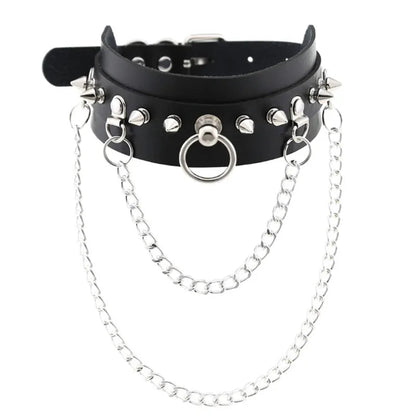 1Pc Harajuku Gothic Spike Rivet Star Necklaces Collares Hip Hop Rock Black Bowknot PU Lace Leather Sexy Y2K Girl Choker Jewelry SS69 10.69 W4618