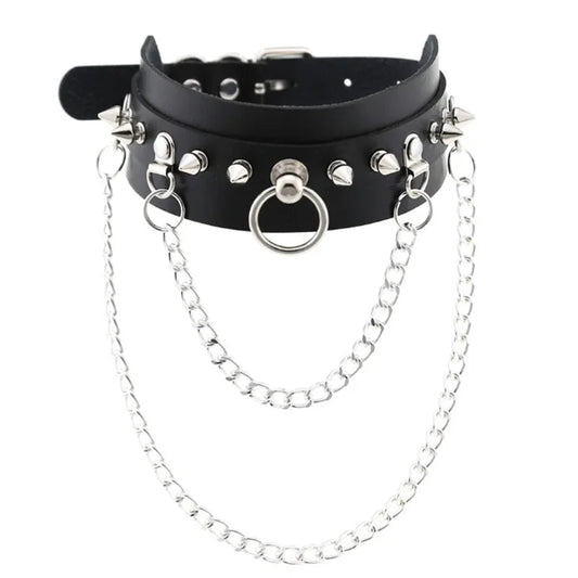 1Pc Harajuku Gothic Spike Rivet Star Necklaces Collares Hip Hop Rock Black Bowknot PU Lace Leather Sexy Y2K Girl Choker Jewelry SS69 10.69 W4618