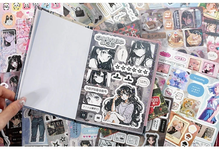 45pcs Japanese Retro Early Style Manga Cut Film Sticker Book Kawaii Girl Scrapbook Journal DIY Deco Cute Showa Phone Case Decals SS69