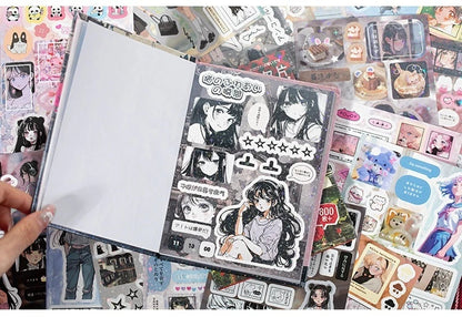 45pcs Japanese Retro Early Style Manga Cut Film Sticker Book Kawaii Girl Scrapbook Journal DIY Deco Cute Showa Phone Case Decals SS69