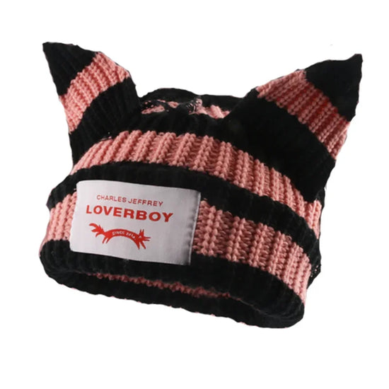 Long fox Ears Knitted Hat Men Women Rabbit Ear Warm Crochet Beanies Kpop Hip Hop Hat Winter Skullies Cap Y2k Christmas Gifty