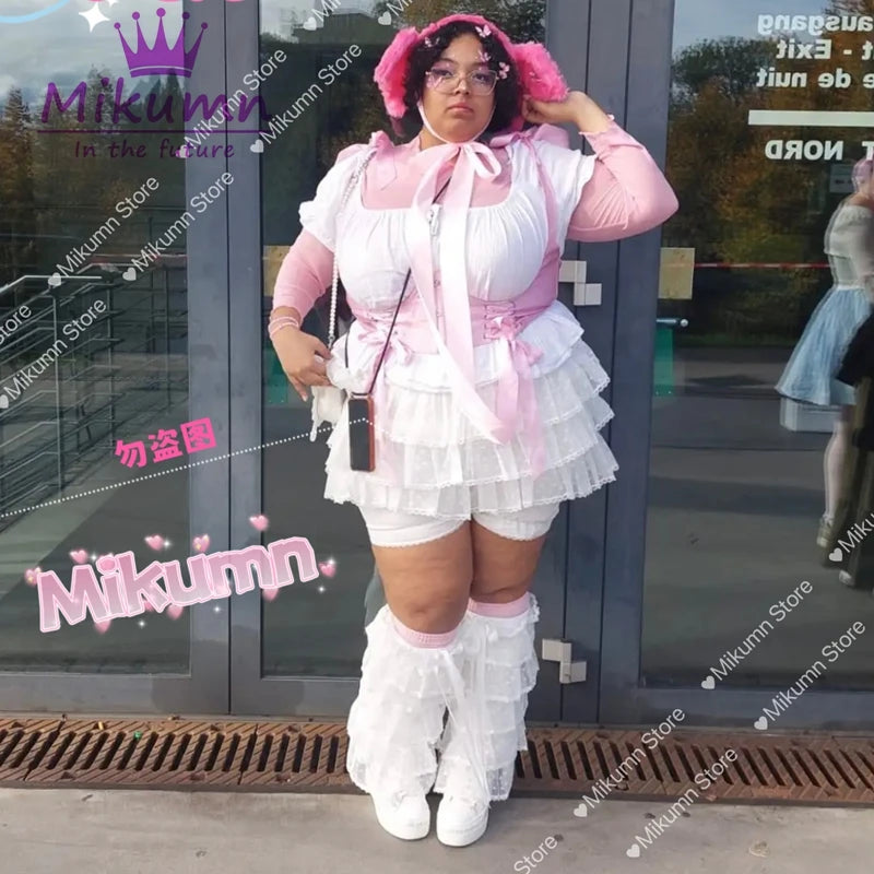 Mikumn Harajuku Sweet Lace Shorts Skirts Y2k Japanese Lolita Kawaii JK Ruffles Bloomers Women Elastic Waist Safety Short Pants SS69