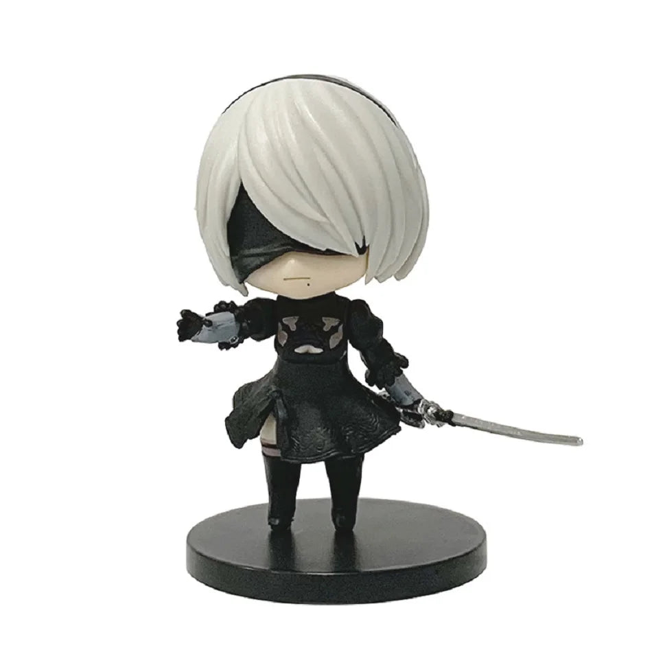 6pcs Q-version Anime Nier Mechanical Era Yurha 2B Miss Sister Sword Star Linkage 9S A2 Handmade Blind Box Doll Desktop Ornament SS69