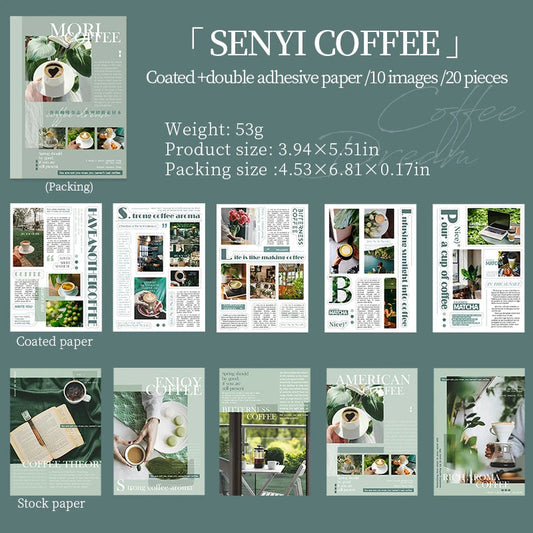 20 pcs Large Size Vintage Coffee Magazine Material Paper Aesthetic Material Book Retro Scrapbooking Journaling Decor Stationery SS69 8.69 D