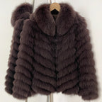 OFTBUY Women's Real Fox Fur Coat - Thick Warm Winter Jacket