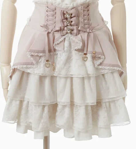 Japanese Liz Mine Women's Shirt Summer Off Shoulder Big Bow Short Sleeve Top Cute Girl BlousesHigh Waist Skirt 2 Piece Skirt Set SS69 65.69 pink skirt / M