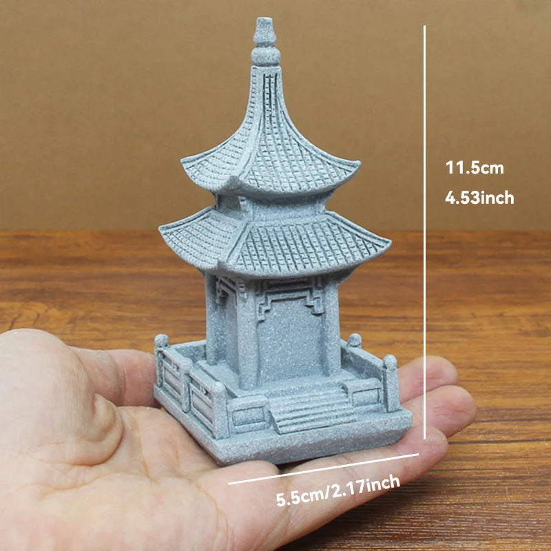 Miniature Sandstone Zen Tower for Bonsai Garden & Fish Tank