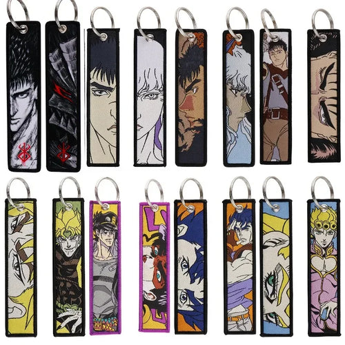 Sword Wind Legend Anime JOJO Wonderful Adventure Weaving Mark Keychain Sword Wind Legend Decorative Chain Fabric Key Pendant