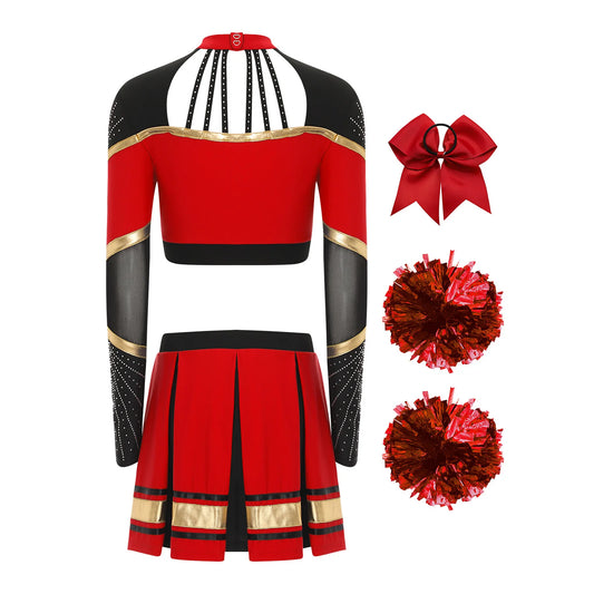 SS69 Women Cheerleading Performance Costume Set with Crop Top and Skirt