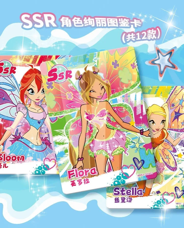 Genuine Winx Club Card Magic Bag Fairy Bag Fairy Wonderland Cards Bloom Stella Flora Anime Cards Toys Customized Birthday Gifts