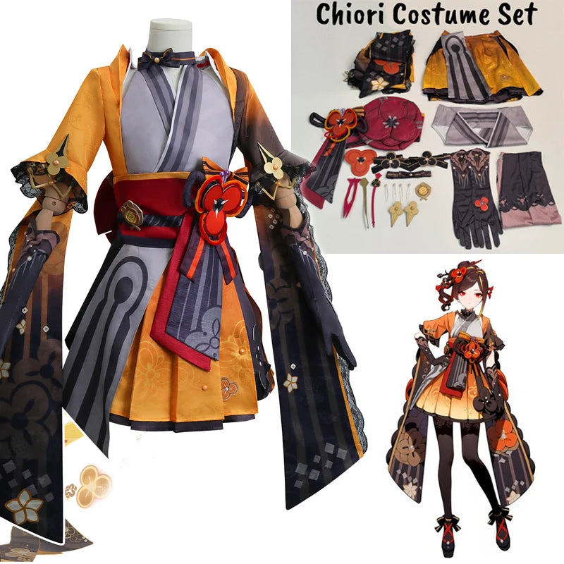 Genshin Impact Chiori Cosplay Costume Anime Uniform Set for Women
