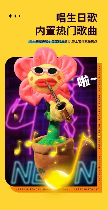 Musical Singing Dancing Toys 120 Songs Repeating Talking Record Speaking Sunflower Soft Plush Funny Creative Saxophone Kids Toy
