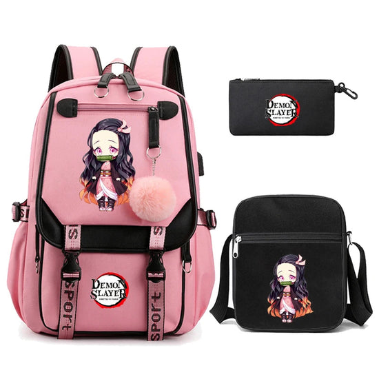 3Pcs Kamado Nezuko Demon Slayer Backpacks Set for Girls Anime School Bag Teenager Student Canvas Laptop Back Pack Women Rucksack SS69 52.69 4980741