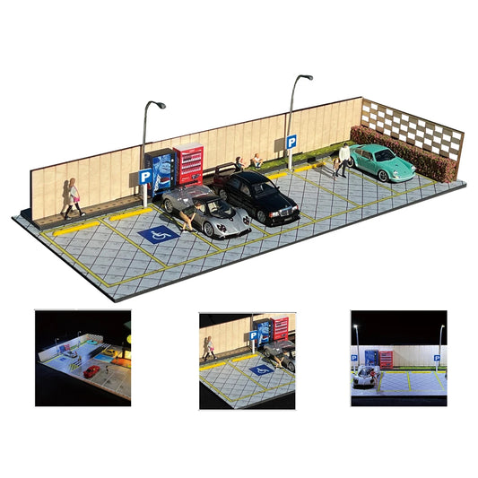 SS69 1/64 Scale Diecast Car Garage Diorama with LED Lighting and Dust Door