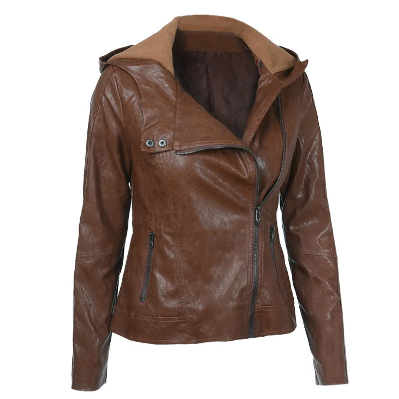 2025 Steampunk Rock Rivet Women's Leather Jacket Slim Short Streetwear Gothic Embroidery PU Leather Locomotive Coat Femme SS69