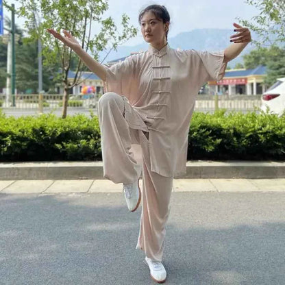 Chinese Tai Chi Uniform Cotton Wushu Kung Fu Clothing Kids Adults Martial Arts Wing Chun Suit Taichi Performance Tang Suit Taiji