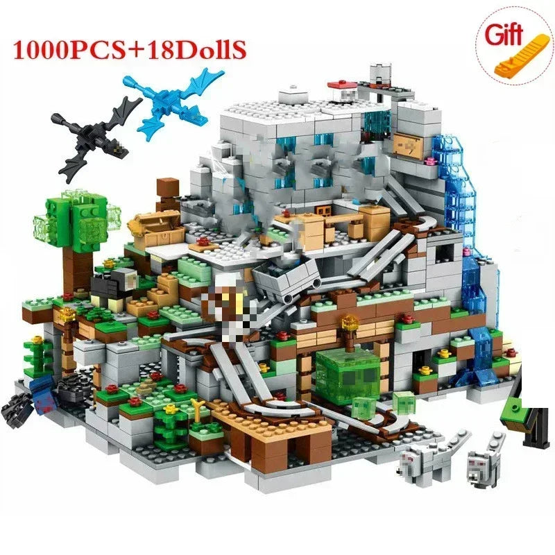 2024 NEW Compatible My World Minecraftinglys Building Village City Tree House Waterfall Warhorse Bricks Toys For Children Gifts SS69
