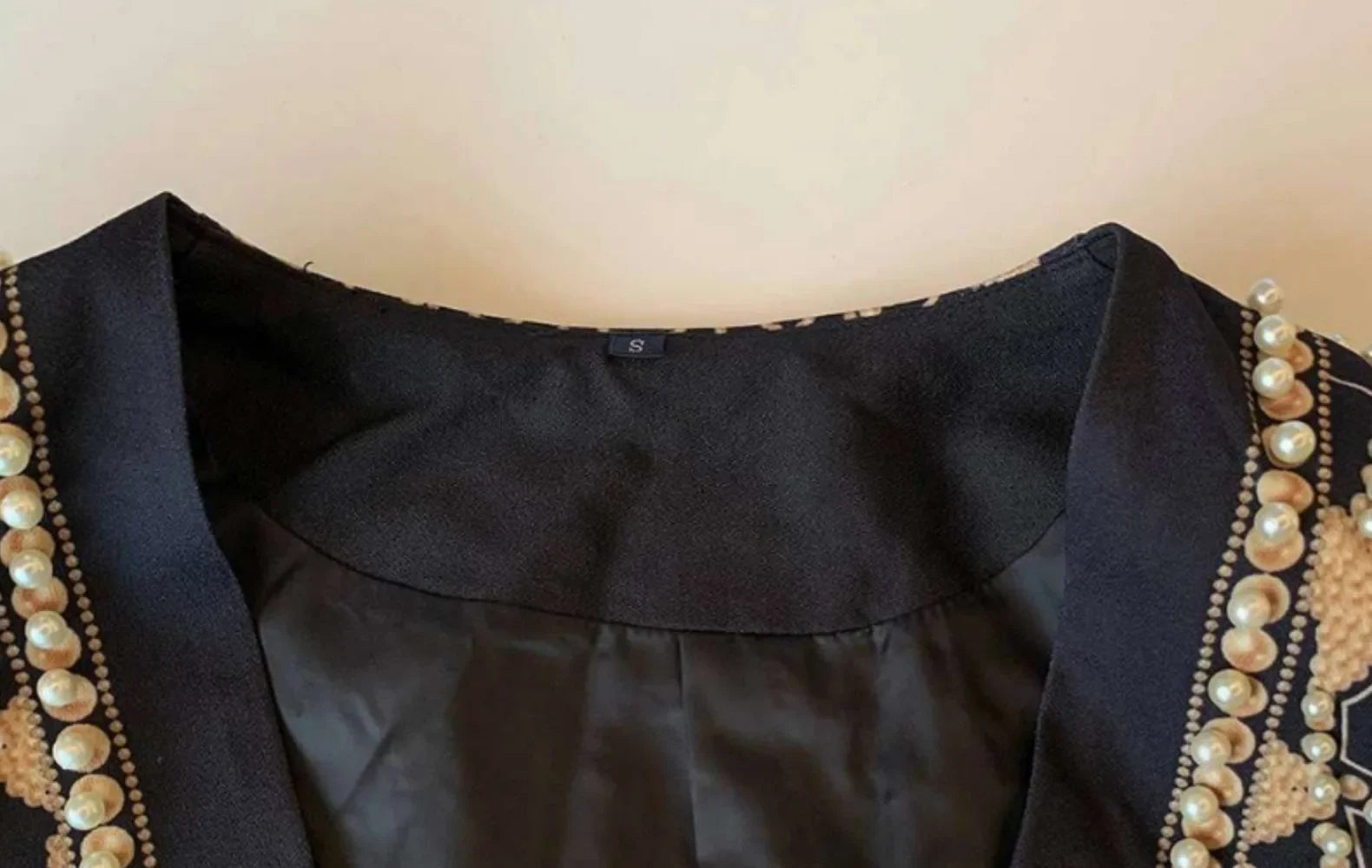 Pearl Embroidery Female Jacket, Full Sleeve Slim Jackets, V Neck, Hidden Button Print Suit, Large Size, Fall Fashion SS69