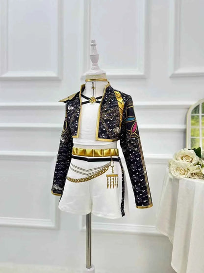 Kpop Demon Hunter Costume Rumi Halloween Cosplay Hot Girls Show Costume Black Shiny Set Halloween Girls Anime  clothing