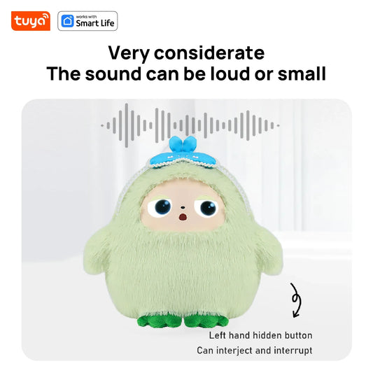Yaya-AI Interactive Plush Robot, Smart Voice & LED Eyes, App-Controlled, Mint