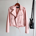 Women's PU Leather Motorcycle Jacket - Slim Fit, Turn-Down Collar