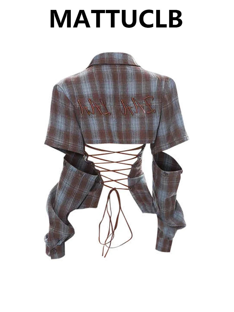 2025 Spring Summer Women Y2k Design Harajuku Shirts Long Sleeve Aesthetic Tops Backless Blouses Design Grunge New Goblin Core SS69 43.69 Blue / XL