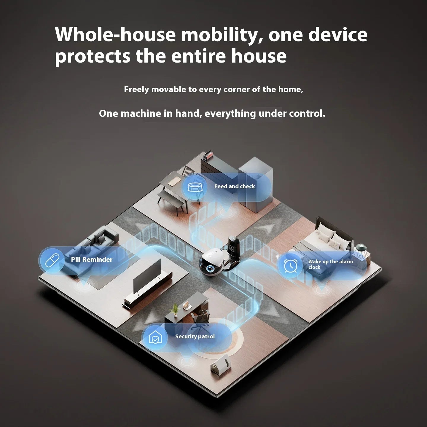 Enabot Air 2 Plus Intelligent Robot Wireless Camera AI Robot Remote Monitoring Pet Companion Robot Real Time Control Portable