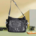 Women Ita Bag Japanese Style Shoulder Purse with Clear Window Cartoon Book Bag Multi-pockets Adjustable Strap Trendy Outdoor Bag