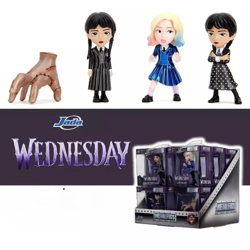 Jada Anime Figures Wednesday The Addams Family Thing Enid Sinclair Metalfigs Metal Model Toy Collection Ornament Boy Girls Gifts