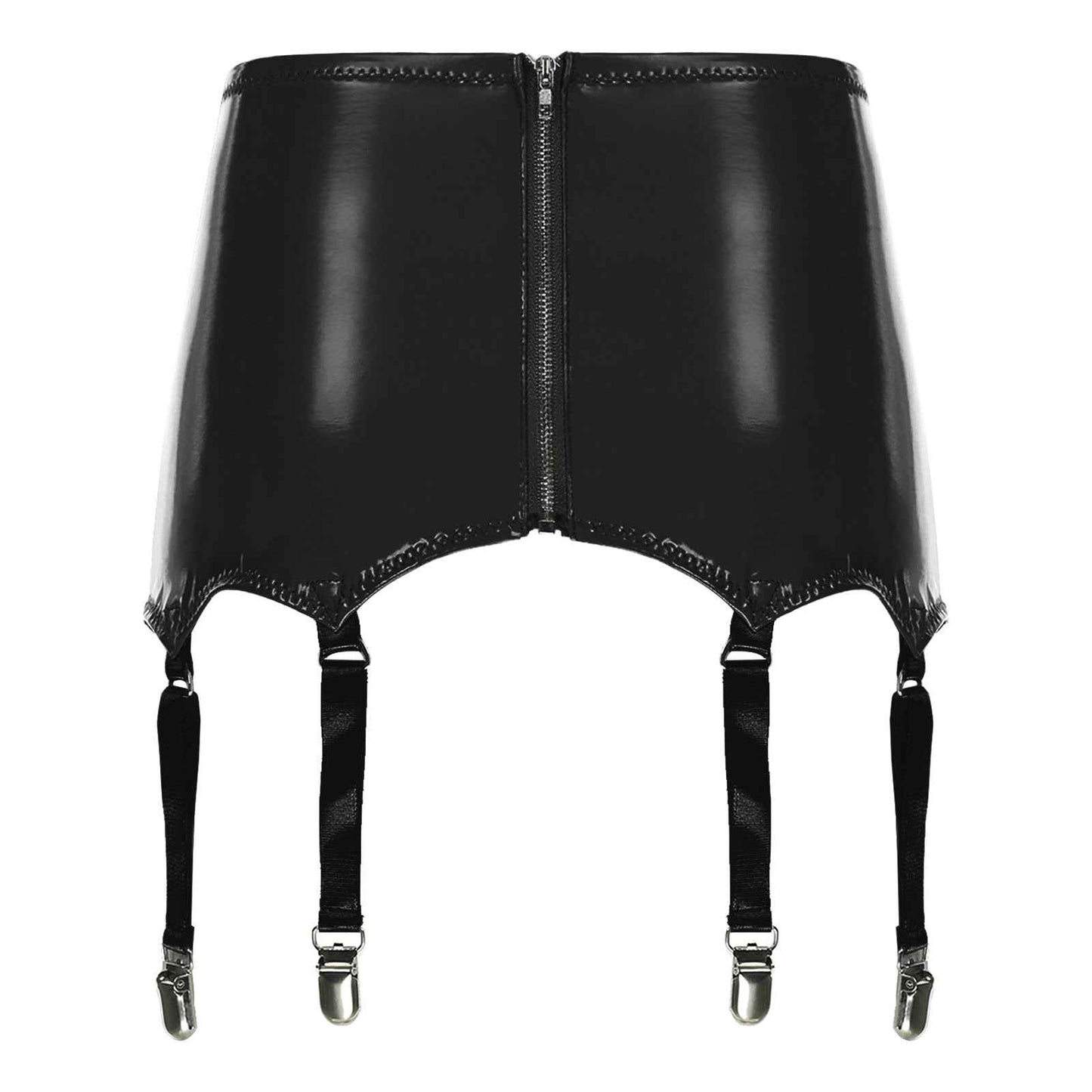 Womens Garters Suspender Belt Skirts Ladies Wet Look Mini Skirts Leather Garters with Metal Clips Clubwear Costume Underwear