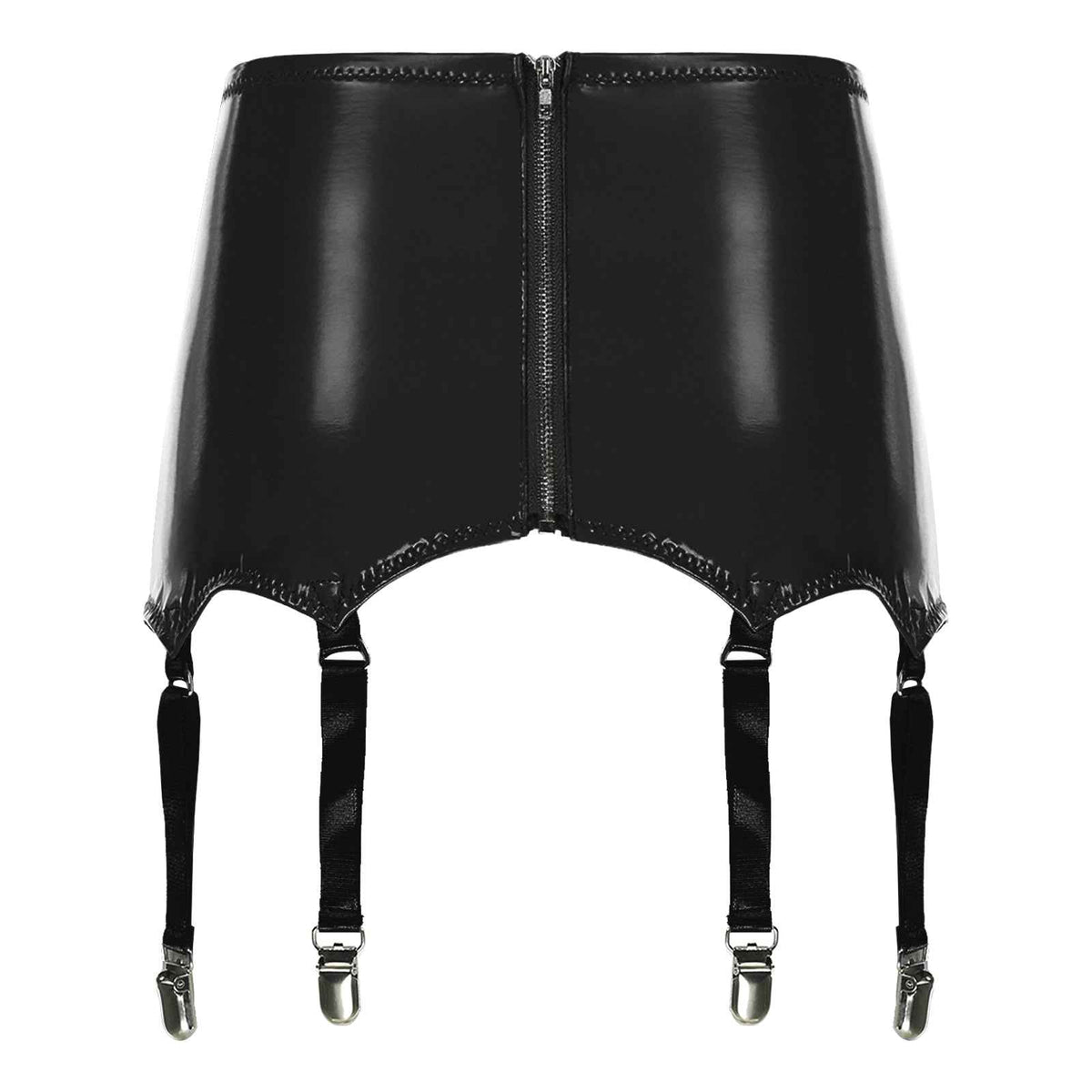 Womens Garters Suspender Belt Skirts Ladies Wet Look Mini Skirts Leather Garters with Metal Clips Clubwear Costume Underwear