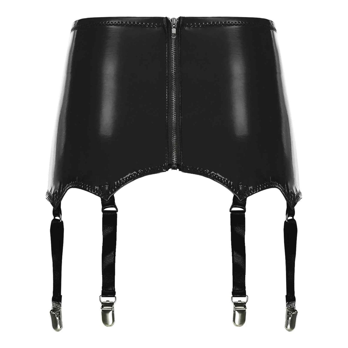 Womens Garters Suspender Belt Skirts Ladies Wet Look Mini Skirts Leather Garters with Metal Clips Clubwear Costume Underwear