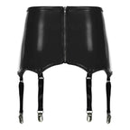 Womens Garters Suspender Belt Skirts Ladies Wet Look Mini Skirts Leather Garters with Metal Clips Clubwear Costume Underwear