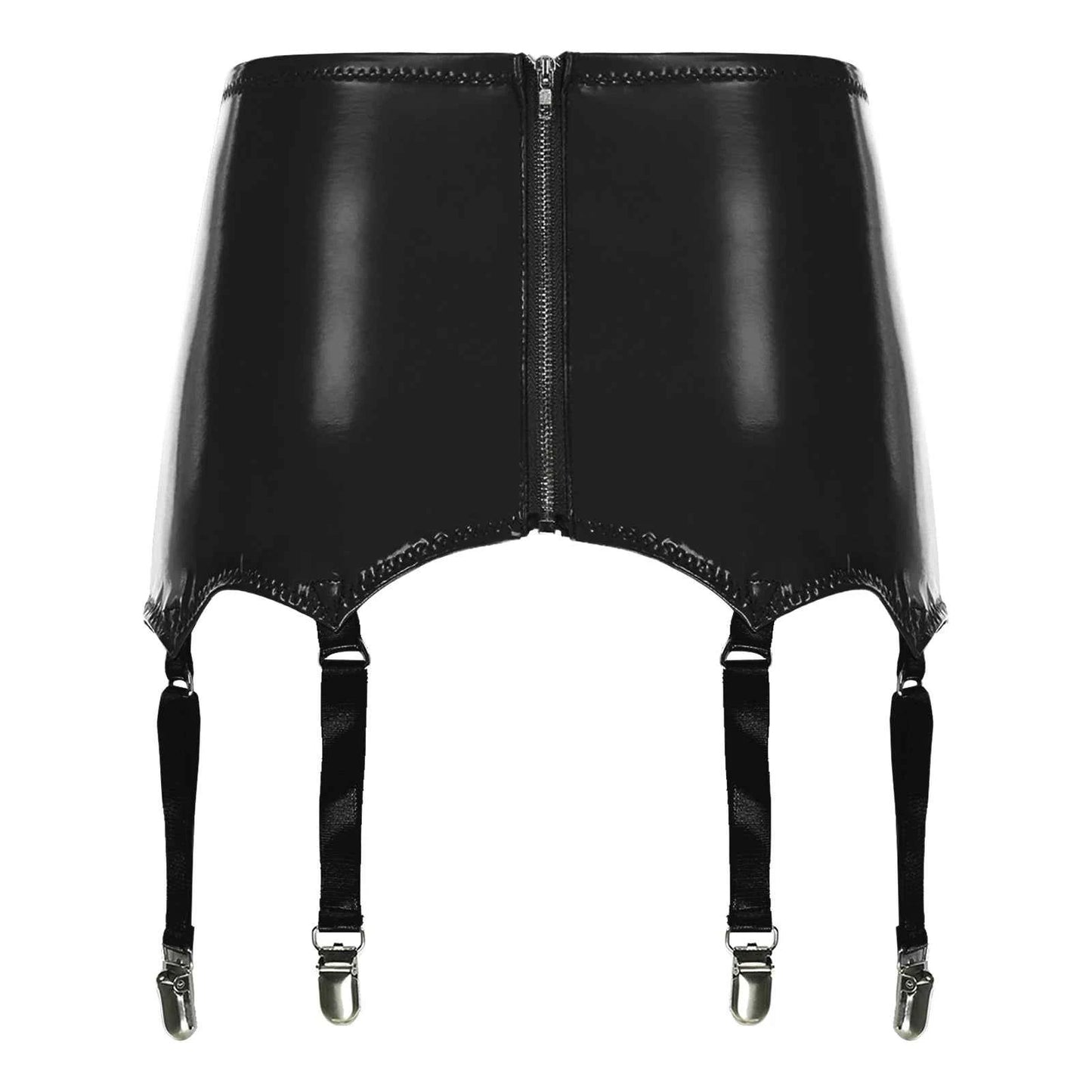 Womens Garters Suspender Belt Skirts Ladies Wet Look Mini Skirts Leather Garters with Metal Clips Clubwear Costume Underwear