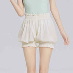Women's High Waist Flower Bud Dance Short Pants Nylon Bloomers Dance Shorts Black White Adult Ballet Shorts Safety Pants